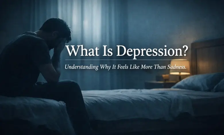 What depression feels like beyond sadness including emotional exhaustion, hopelessness, and mental shutdown