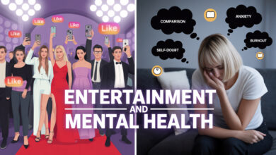 entertainment and mental health , media influence on society, celebrity culture and depression , entertainment industry responsibility , impact of influencers on society