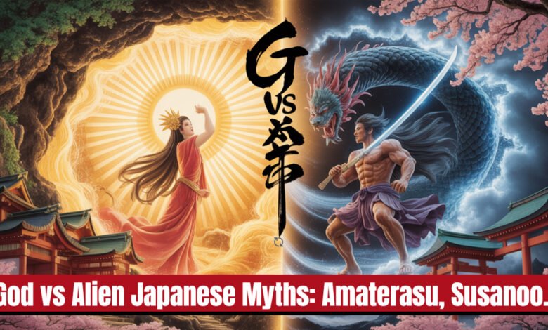 Explore in detail the connection God vs alien Japanese myths, Amaterasu spiritual meaning, Japanese divine wisdom.