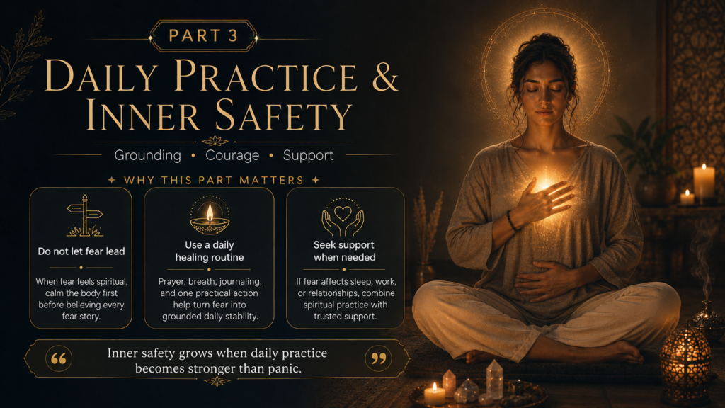 Spiritual healing for fear through daily practice, inner safety, protective rituals for fear, spiritual light healing, and fear and spiritual protection.