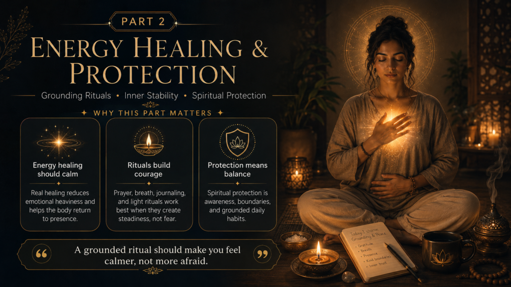 Energy healing for fear with protective rituals for fear, spiritual light healing, inner stability, and fear and spiritual protection.
