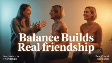Exlpre narcissism in friendships explained. Friends with narcissist, narcissism and friendship, and signs of a best friend narcissist.