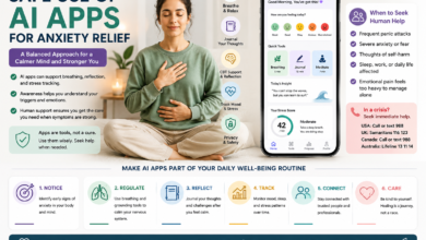 AI apps for anxiety relief with anxiety relief apps, AI mental health apps, breathing apps for anxiety, HRV stress tracking, privacy, and human support.