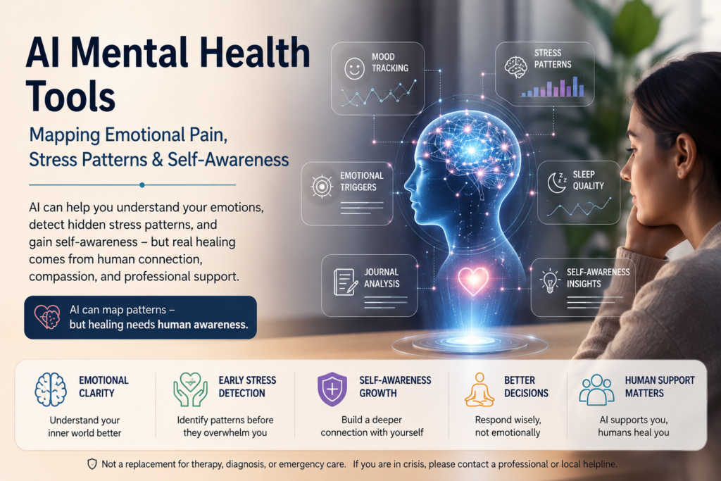 AI mental health tools for emotional pain mapping using emotion recognition AI, stress pattern analysis, and emotional pain detection AI