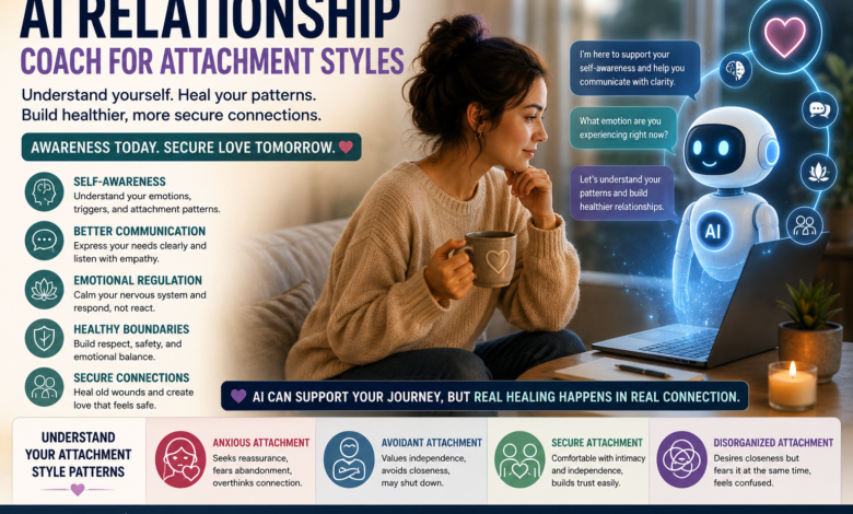 AI relationship coach for attachment styles helping emotional regulation, healthy boundaries, and secure relationship communication