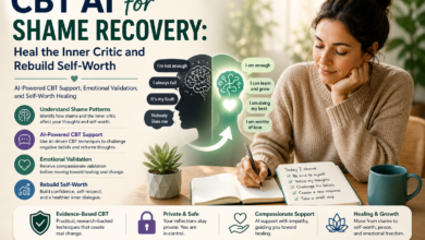 CBT AI for shame recovery helping the inner critic, emotional validation AI, AI emotional support for shame, and self-worth healing