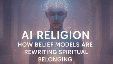 AI religion, AI religious rituals, AI belief system models, AI spiritual community, AI and human belonging