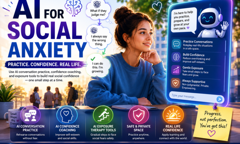 AI for social anxiety helping people build real confidence through AI conversation practice, AI confidence coaching, and exposure therapy tools