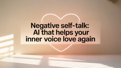 negative self-talk, AI negative self-talk detection, AI thought reframing tools, AI confidence restoration coaching, AI mindset healing guidance