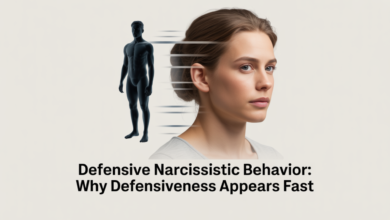 defensive narcissistic behavior, narcissistic defensiveness, ego threat response, blame shifting, narcissistic injury