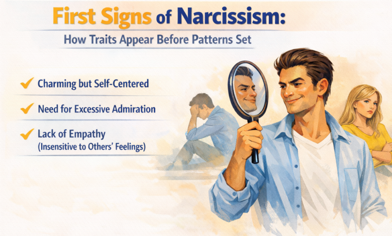 first signs of narcissism, narcissism early indicators, self centered behavior, empathy inconsistency, validation seeking