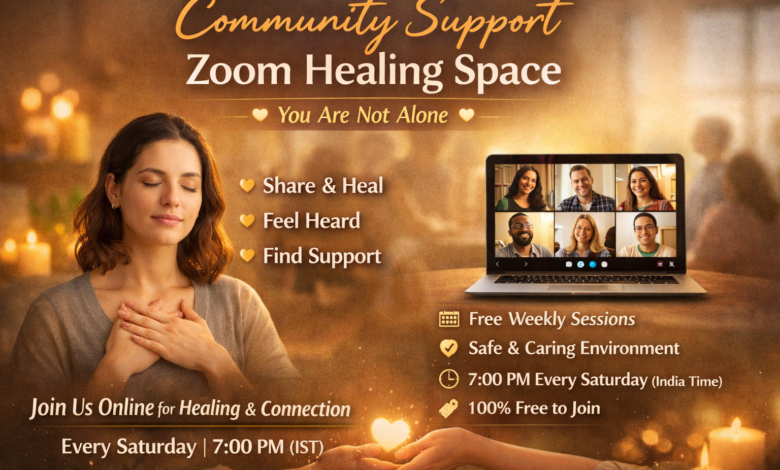 free mental health support group, zoom emotional support session, free healing community online, mental health group india, emotional support zoom meeting