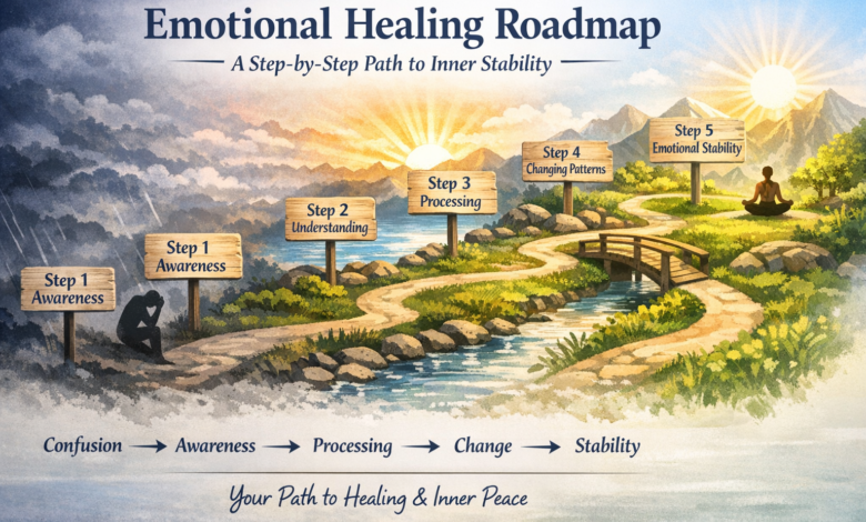 emotional healing roadmap, how to heal emotions step by step, emotional healing process, emotional awareness guide, healing emotional patterns