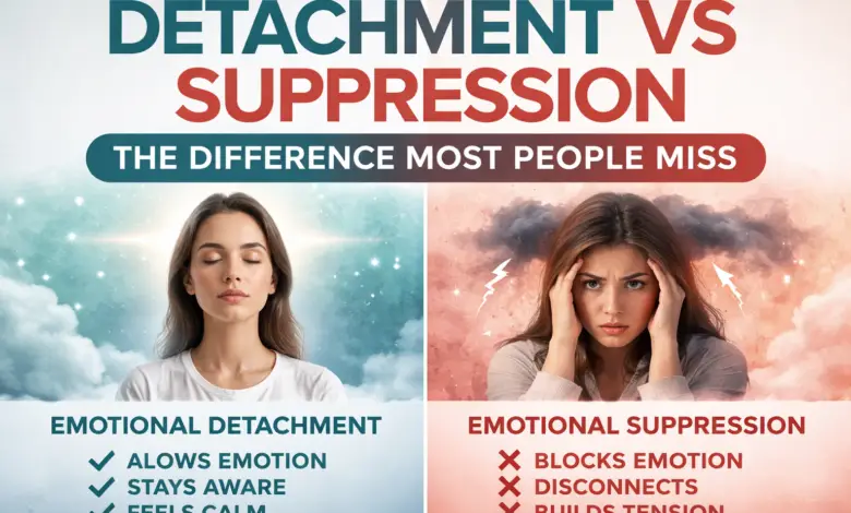 Emotional detachment vs emotional suppression explained with psychology and trauma awareness