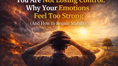 Emotional control illustration showing overwhelming emotions and nervous system reaction with contrast between chaos and calm