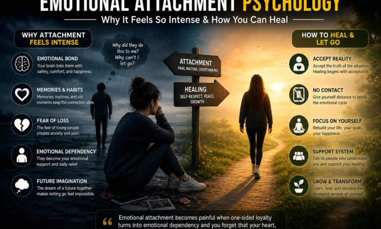 Emotional attachment psychology explaining why attachment feels intense, fear of losing people, emotional dependency psychology, and attachment patterns in relationships