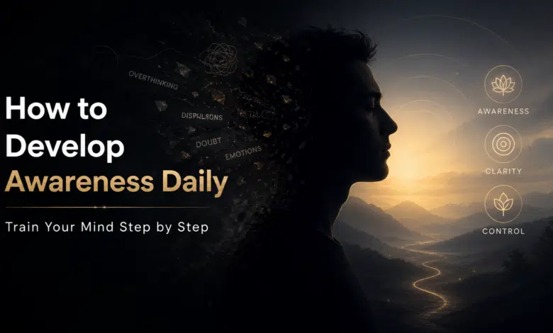 How to develop awareness with awareness practice, conscious thinking, mental observation skills, and daily mindfulness training