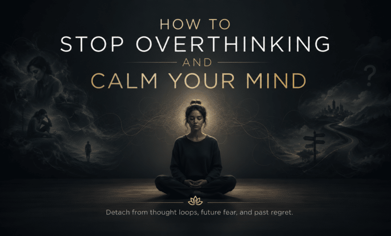 How to stop overthinking and calm your mind through detachment for overthinking, learning how to detach from thoughts, stop mental loops, and calm an overactive mind