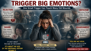 Woman overwhelmed by a small trigger activating rejection, shame, criticism, and abandonment wounds
