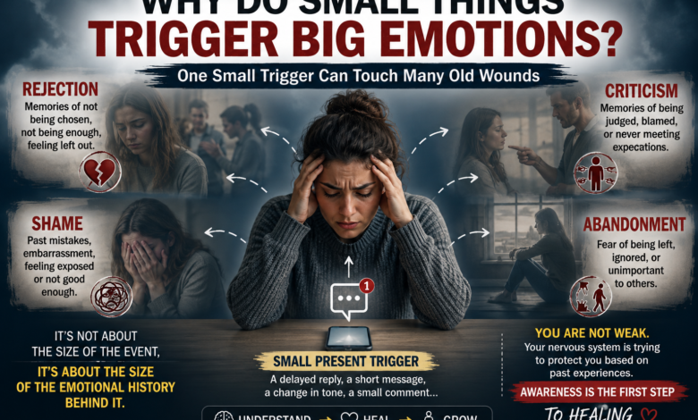 Woman overwhelmed by a small trigger activating rejection, shame, criticism, and abandonment wounds