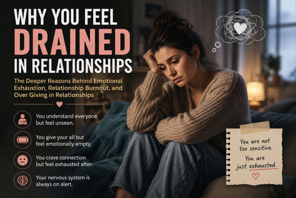 Why you feel drained in relationships because of emotional exhaustion, relationship burnout, over giving, and nervous system stress.