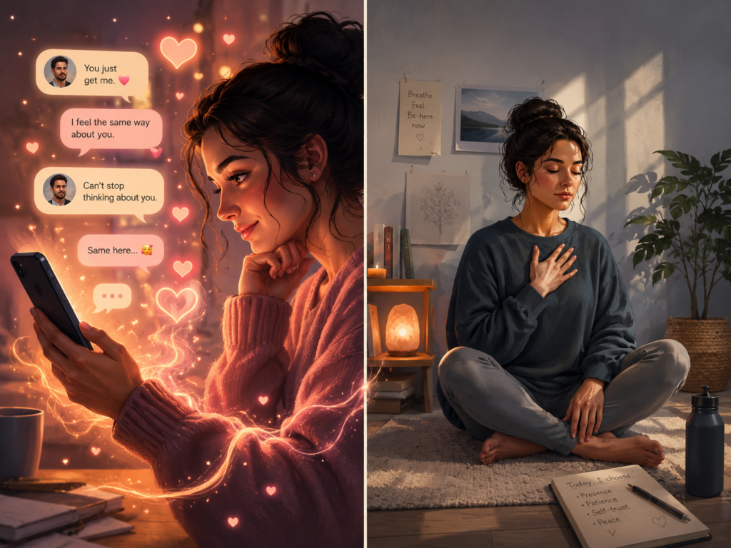Online dating attachment anxiety and emotional grounding after confusing digital intimacy
