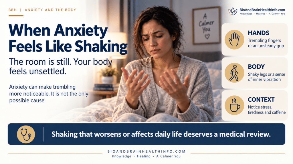 Four photos of a woman sitting, resting her hands, breathing, then writing in a notebook